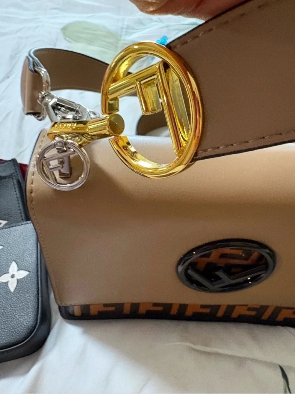 Beige Handbag with Gold Hardware - Picture 1 of 3